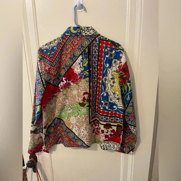 Vintage 90s rainbow colored funky print cotton jacket modern size Large - Picture 7 of 10